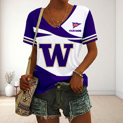 VIRAL EDITON - NEW CUSTOMIZED FBS NCAA19 WSH WS HUSKIES V-NECK FEMALE SHIRT