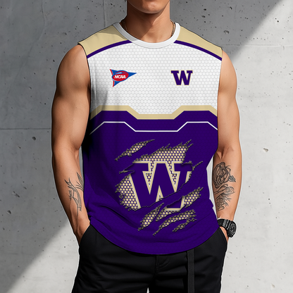 LIMITED EDITION - NEW CUSTOMIZED NCAA FBS19 WSH WASHINGTON HUSKIES MEN'S GYM SHIRT