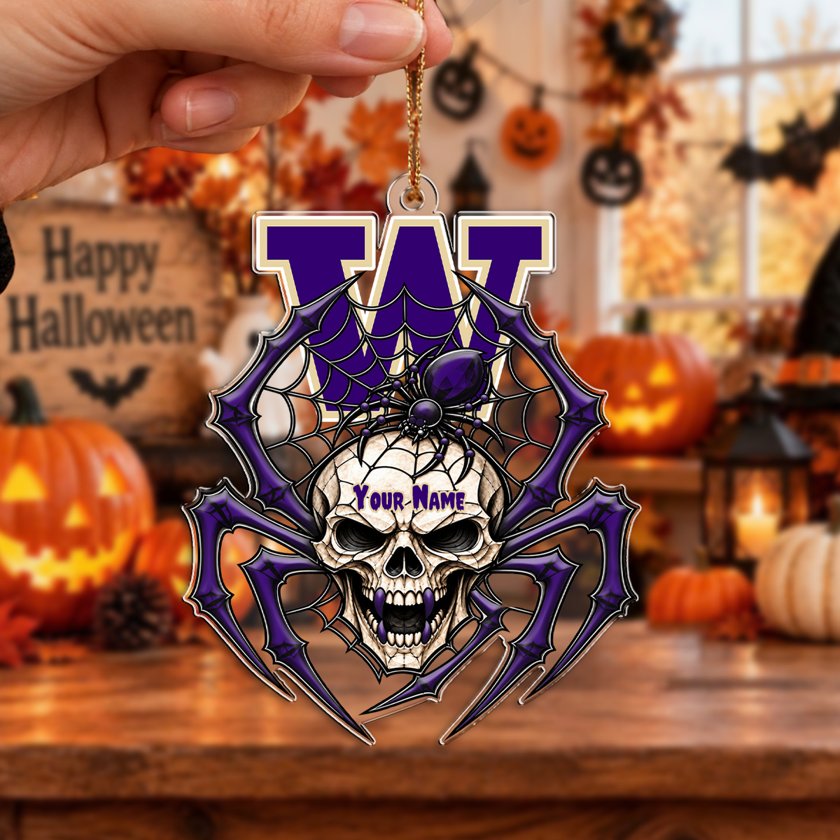 FINAL SALE - NEW CUSTOMIZED NCAA FBS19 WSH WASHINGTON HUSKIES HALLOWEEN ACRYLIC ORNAMENT