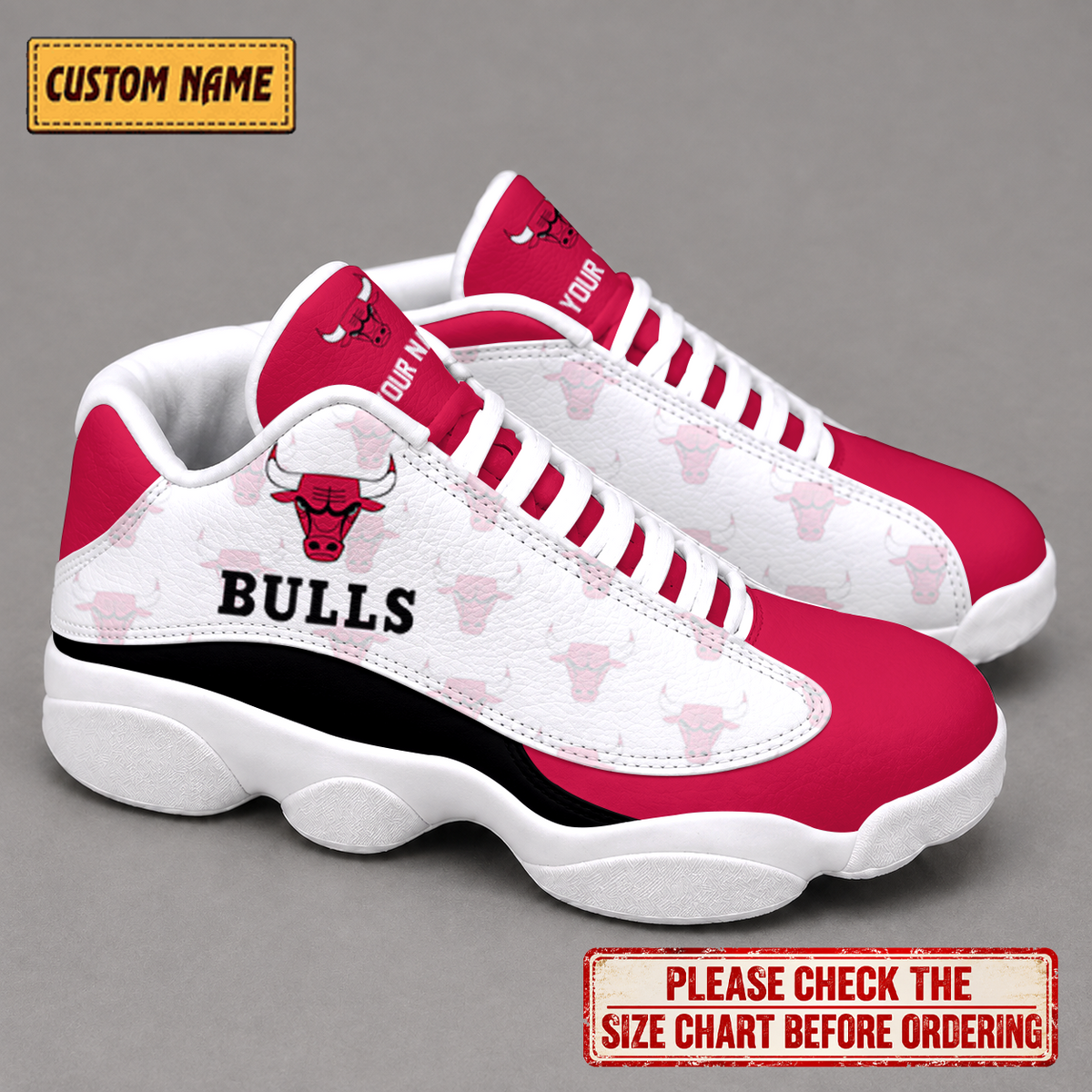 SPECIAL EDITION - NEW CUSTOMIZED NBA19 CBU CHICAGO BULLS AIR JORDAN 13 LOW TOP SNEAKER