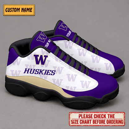 LIMITED EDITION - NEW CUSTOMIZED NCAA FBS19 WSH WASHINGTON HUSKIES AIR JORDAN 13 LOW TOP SNEAKER