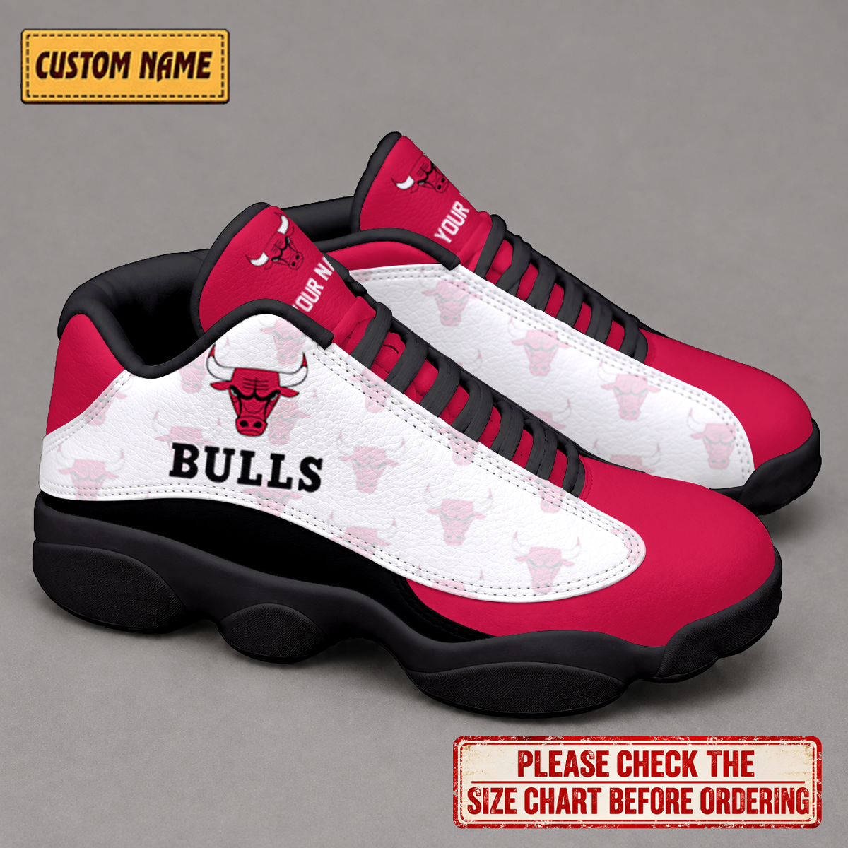 SPECIAL EDITION - NEW CUSTOMIZED NBA19 CBU CHICAGO BULLS AIR JORDAN 13 LOW TOP SNEAKER