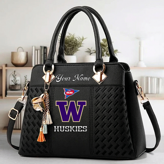 LIMITED EDITION - NEW CUSTOMIZED NCAA FBS19 WSH WS HUSKIES ZIP HANDBAG MULTICOLOR