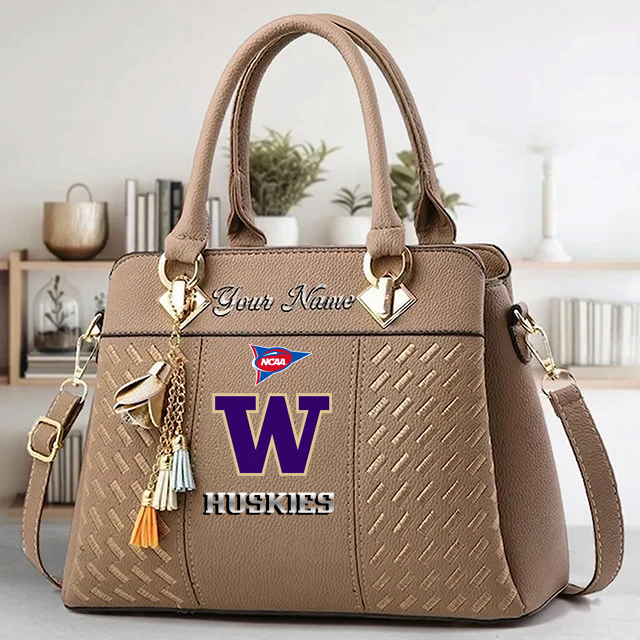 LIMITED EDITION - NEW CUSTOMIZED NCAA FBS19 WSH WS HUSKIES ZIP HANDBAG MULTICOLOR