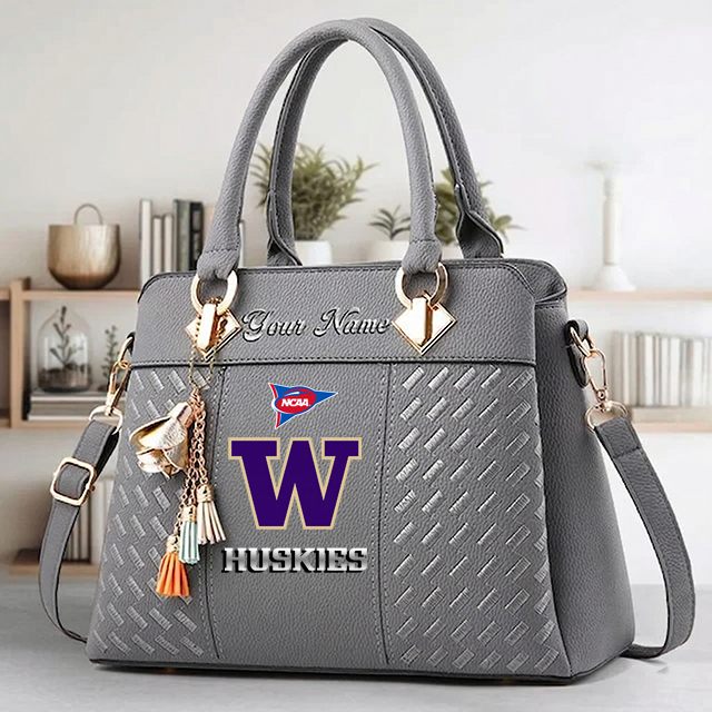 LIMITED EDITION - NEW CUSTOMIZED NCAA FBS19 WSH WS HUSKIES ZIP HANDBAG MULTICOLOR