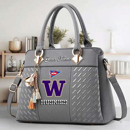 LIMITED EDITION - NEW CUSTOMIZED NCAA FBS19 WSH WS HUSKIES ZIP HANDBAG MULTICOLOR