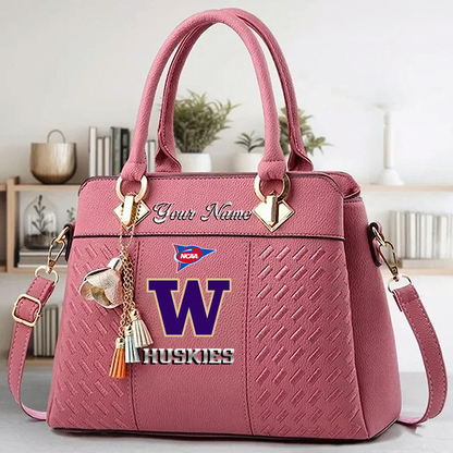LIMITED EDITION - NEW CUSTOMIZED NCAA FBS19 WSH WS HUSKIES ZIP HANDBAG MULTICOLOR