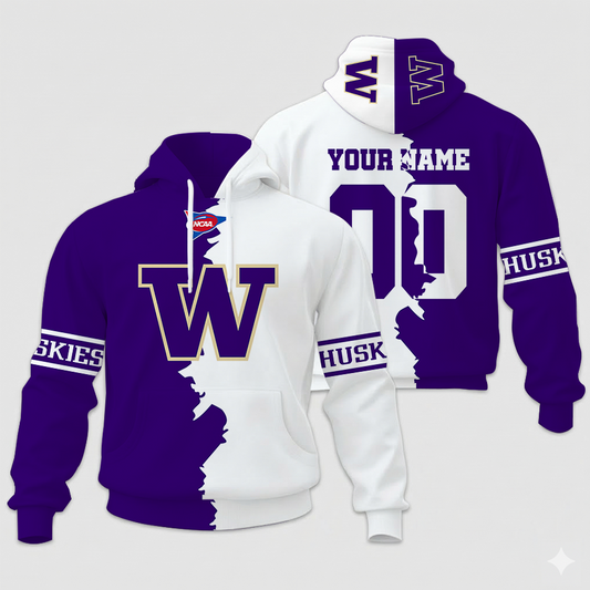 LIMITED EDITION - NEW CUSTOMIZED NCAA FBS19 WSH WS HUSKIES UNISEX HOODIE & ZIP HOODIE