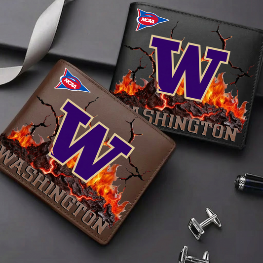 LIMITED EDITION - NEW CUSTOMIZED FBS NCAA19 WSH WS HUSKIES LEATHER WALLET