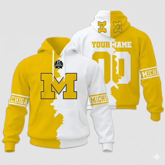 LIMITED EDITION - NEW CUSTOMIZED NCAA CWS01 MIW MI WOLVERINES UNISEX HOODIE & ZIP HOODIE