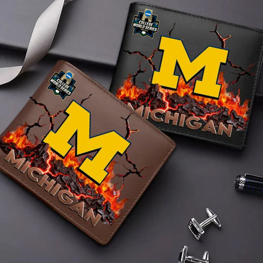 LIMITED EDITION - NEW CUSTOMIZED CWS NCAA01 MIW MI WOLVERINES LEATHER WALLET