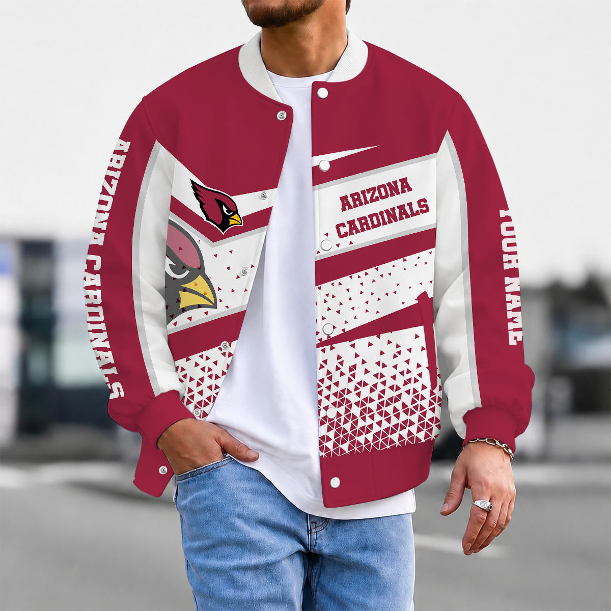 LIMITED EDITION - NEW CUSTOMIZED NFL20 ARC ARIZONA CARDINALS SATIN VARSITY & BASEBALL JACKET