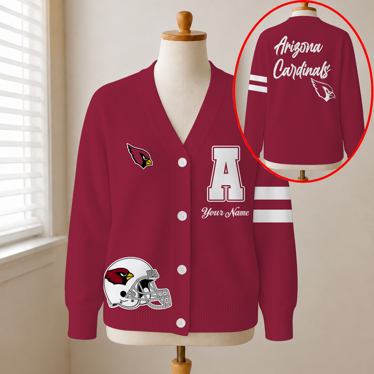 EXCLUSIVE EDITION - NEW CUSTOMIZED NFL20 ARC ARIZONA CARDINALS CARDIGAN