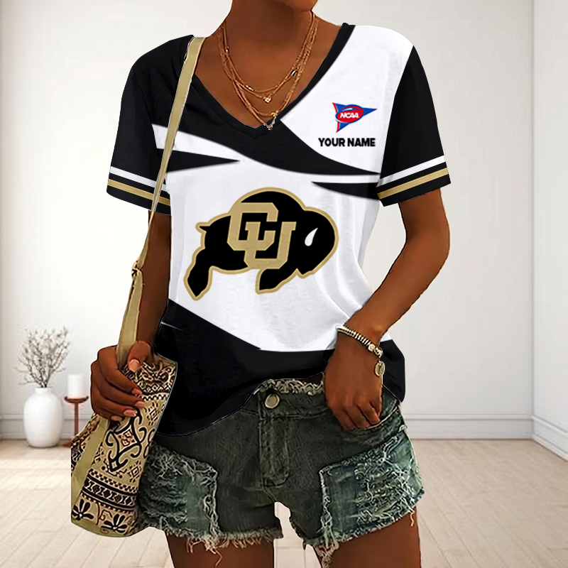 VIRAL EDITON - NEW CUSTOMIZED FBS NCAA20 CRB CR BUFFALOES V-NECK FEMALE SHIRT