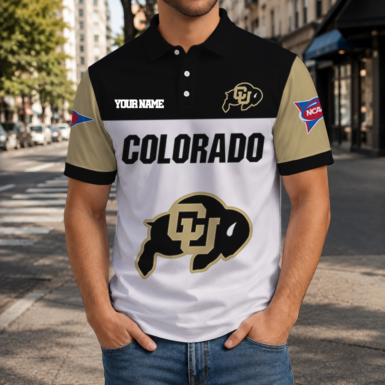 ELITE EDITION- NEW CUSTOMIZED NCAA FBS20 CRB COLORADO BUFFALOES POLO SHIRT, ZIP POLO SHIRT & T-SHIRTS