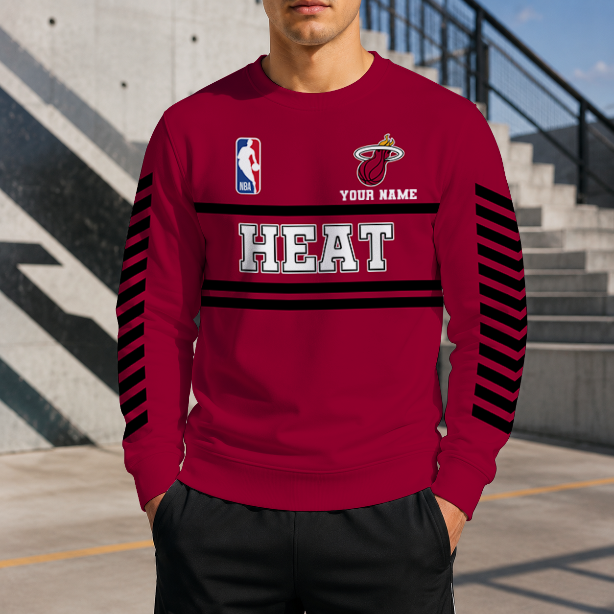 FINAL SALE - NEW CUSTOMIZED NBA20 MHE MIAMI HEAT UNISEX SWEATSHIRT