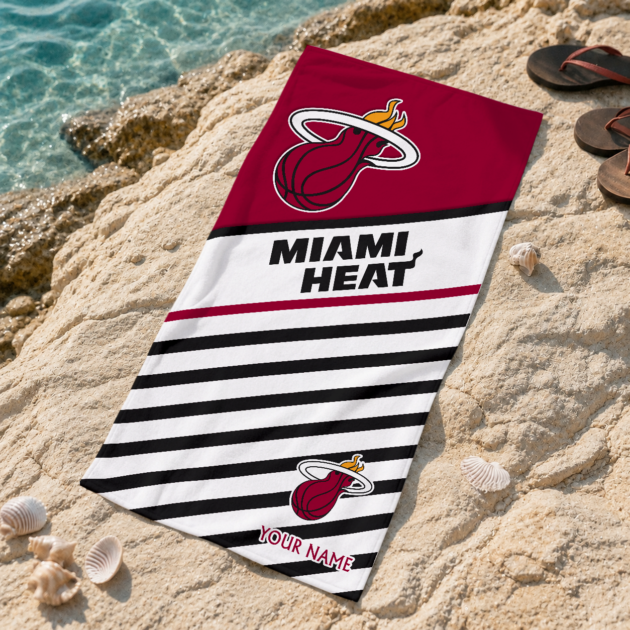 FINAL SALE - NEW CUSTOMIZED NBA20 MHE MIAMI HEAT BEACH TOWEL FOR FAN