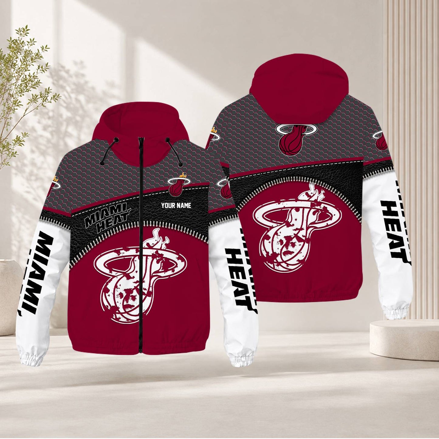 FLASH SALE - NEW CUSTOMIZED NBA20 MHE MIAMI HEAT WINDBREAKER JACKET