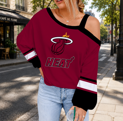 FINAL SALE - NEW CUSTOMIZED NBA20 MHE MIAMI HEAT DROP SHOULDER SWEATSHIRT