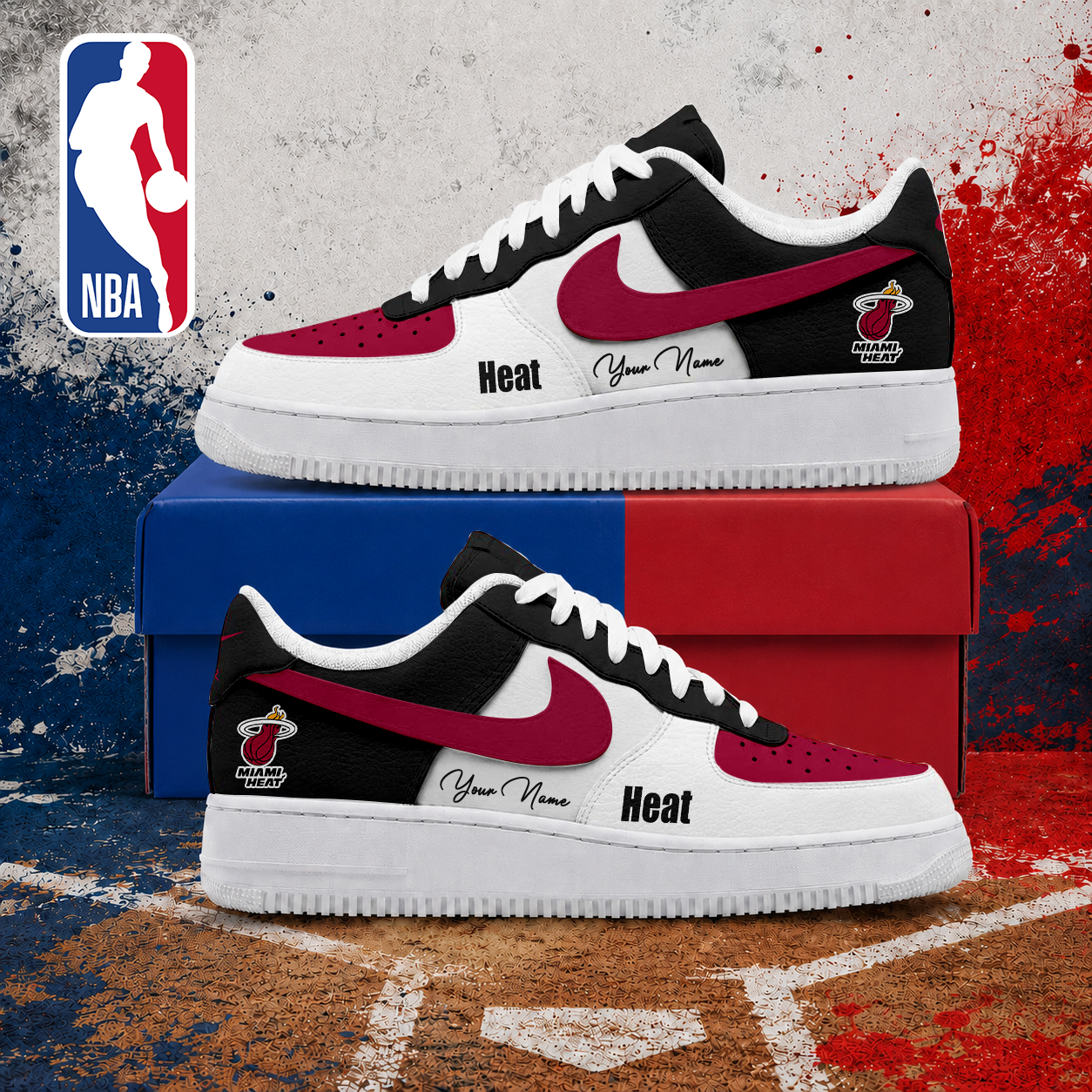 FINAL SALE - NEW CUSTOMIZED NBA20 MHE MIAMI HEAT AF1 SNEAKERS