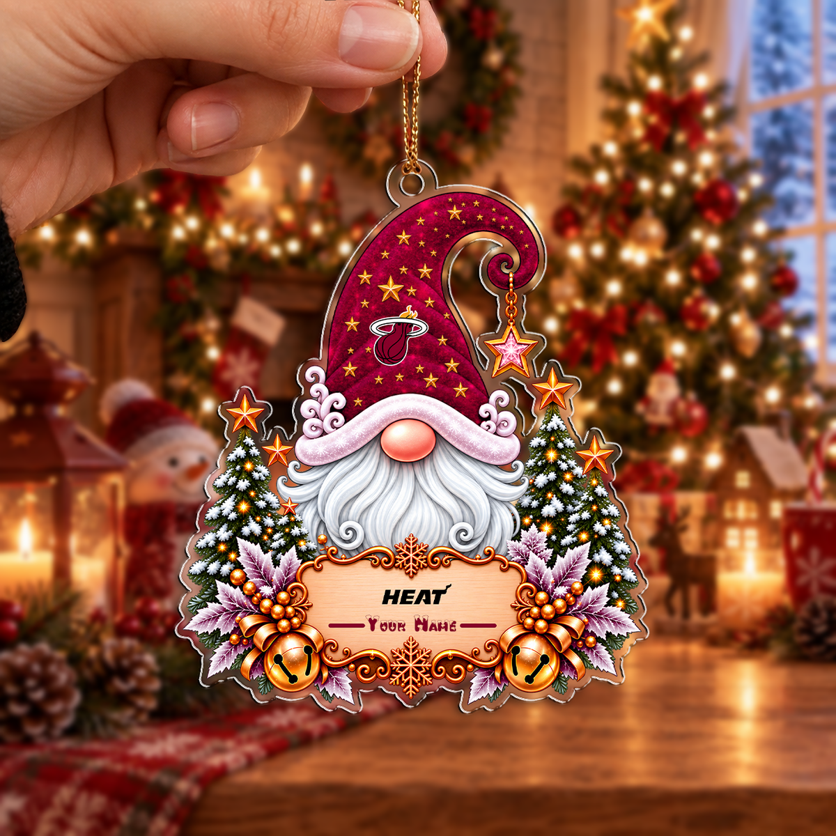 FINAL SALE - NEW CUSTOMIZED NBA20 MHE MIAMI HEAT CHRISTMAS ACRYLIC ORNAMENT