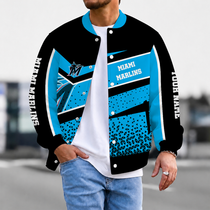 SPECIAL EDITION - NEW CUSTOMIZED MLB20 MMS MIAMI MARLINS SATIN VARSITY & BASEBALL JACKET