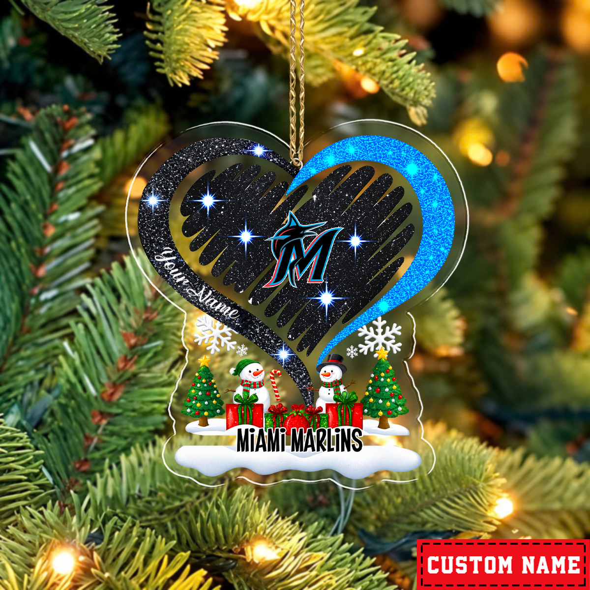 FINAL SALE - NEW CUSTOMIZED MLB20 MMS MIAMI MARLINS CHRISTMAS ACRYLIC ORNAMENT