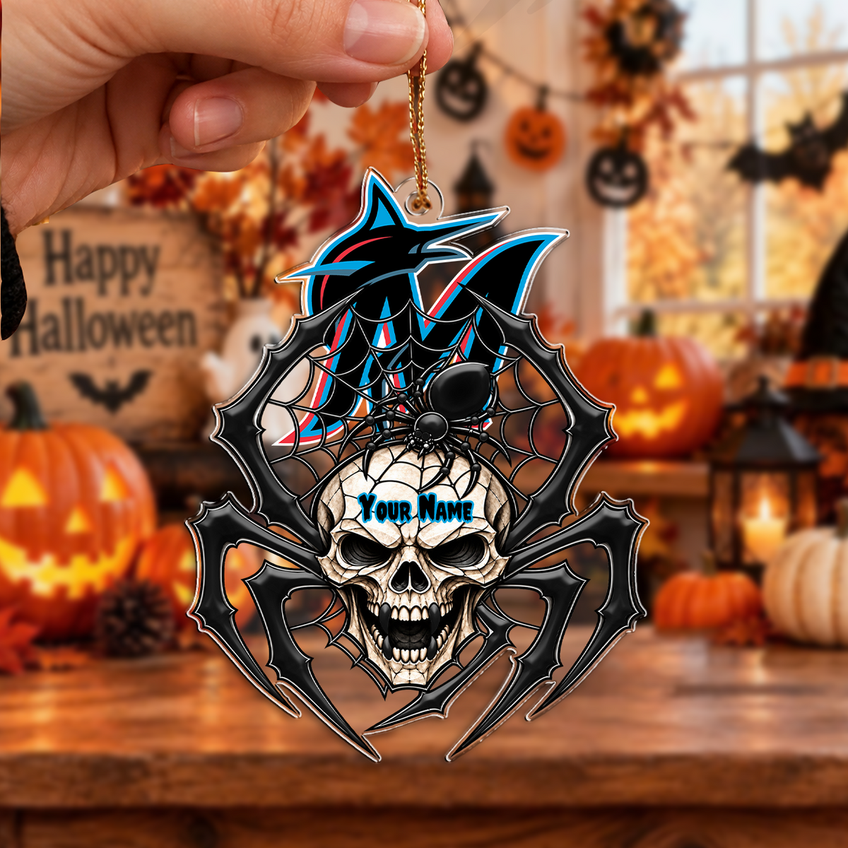 FINAL SALE - NEW CUSTOMIZED MLB20 MMS MIAMI MARLINS HALLOWEEN ACRYLIC ORNAMENT