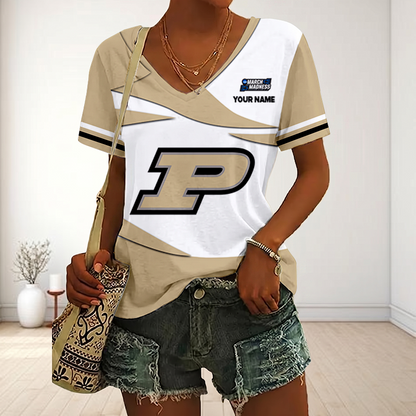 VIRAL EDITON - NEW CUSTOMIZED MAM NCAA20 PUB PU BOILERMAKERS V-NECK FEMALE SHIRT