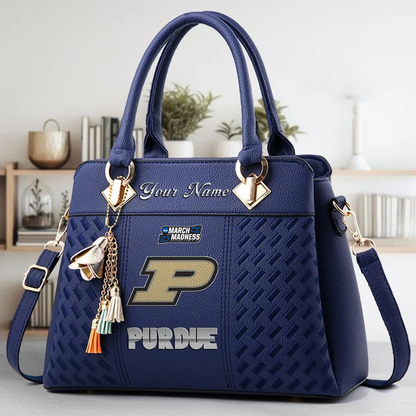 VIRAL EDITON - NEW CUSTOMIZED NCAA MAM20 PUB PU BOILERMAKERS ZIP HANDBAG MULTICOLOR