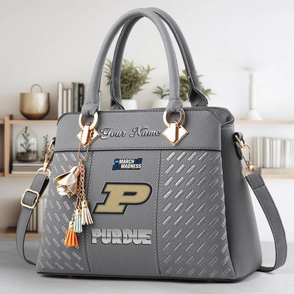 VIRAL EDITON - NEW CUSTOMIZED NCAA MAM20 PUB PU BOILERMAKERS ZIP HANDBAG MULTICOLOR