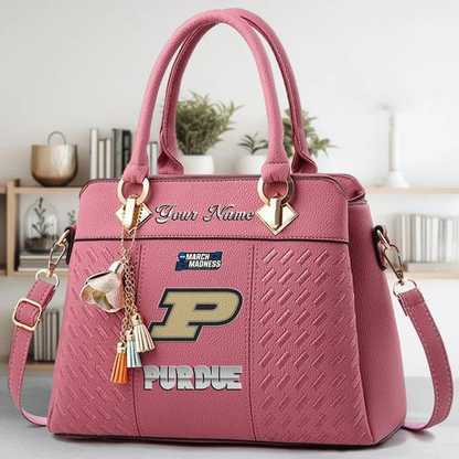 VIRAL EDITON - NEW CUSTOMIZED NCAA MAM20 PUB PU BOILERMAKERS ZIP HANDBAG MULTICOLOR