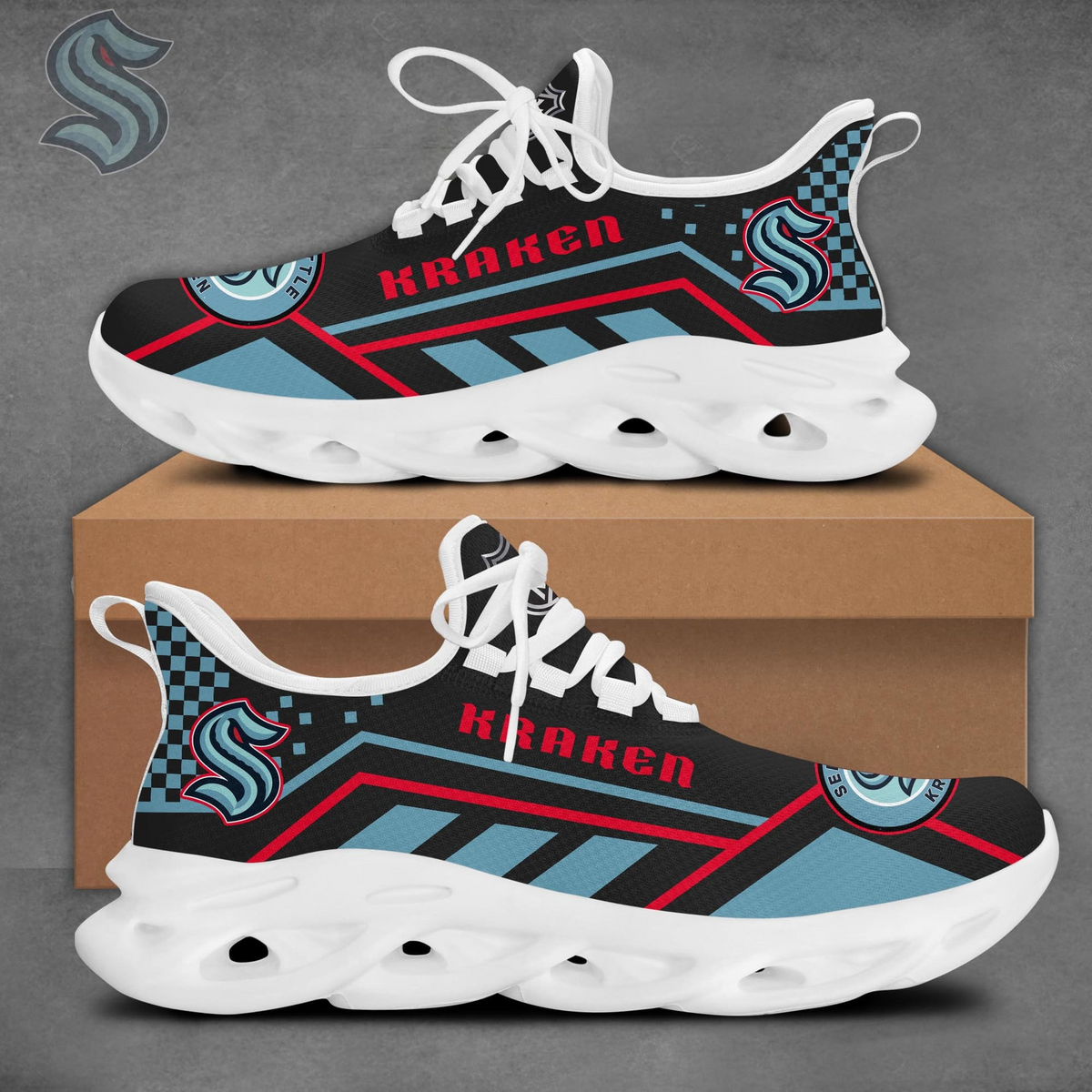 LIMITED EDITION - NEW CUSTOMIZED NHL20 STK SEATTLE KRAKEN CLUNKY SNEAKERS