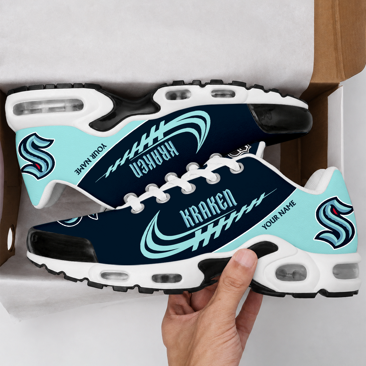 LIMITED EDITION - NEW CUSTOMIZED NHL20 STK SEATTLE KRAKEN AIR MAX PLUS SNEAKERS