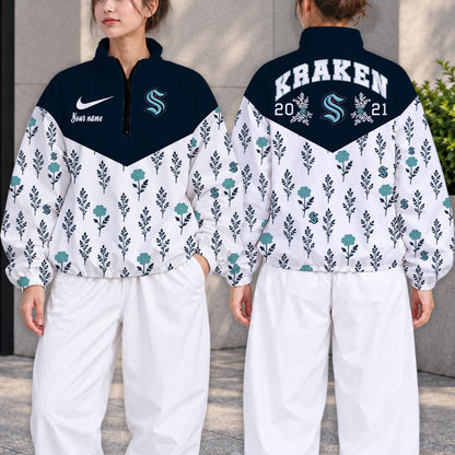 SPECIAL EDITION - NEW CUSTOMIZED NHL20 STK SEATTLE KRAKEN V-NECK ZIPPER SWEATSHIRT JACKET