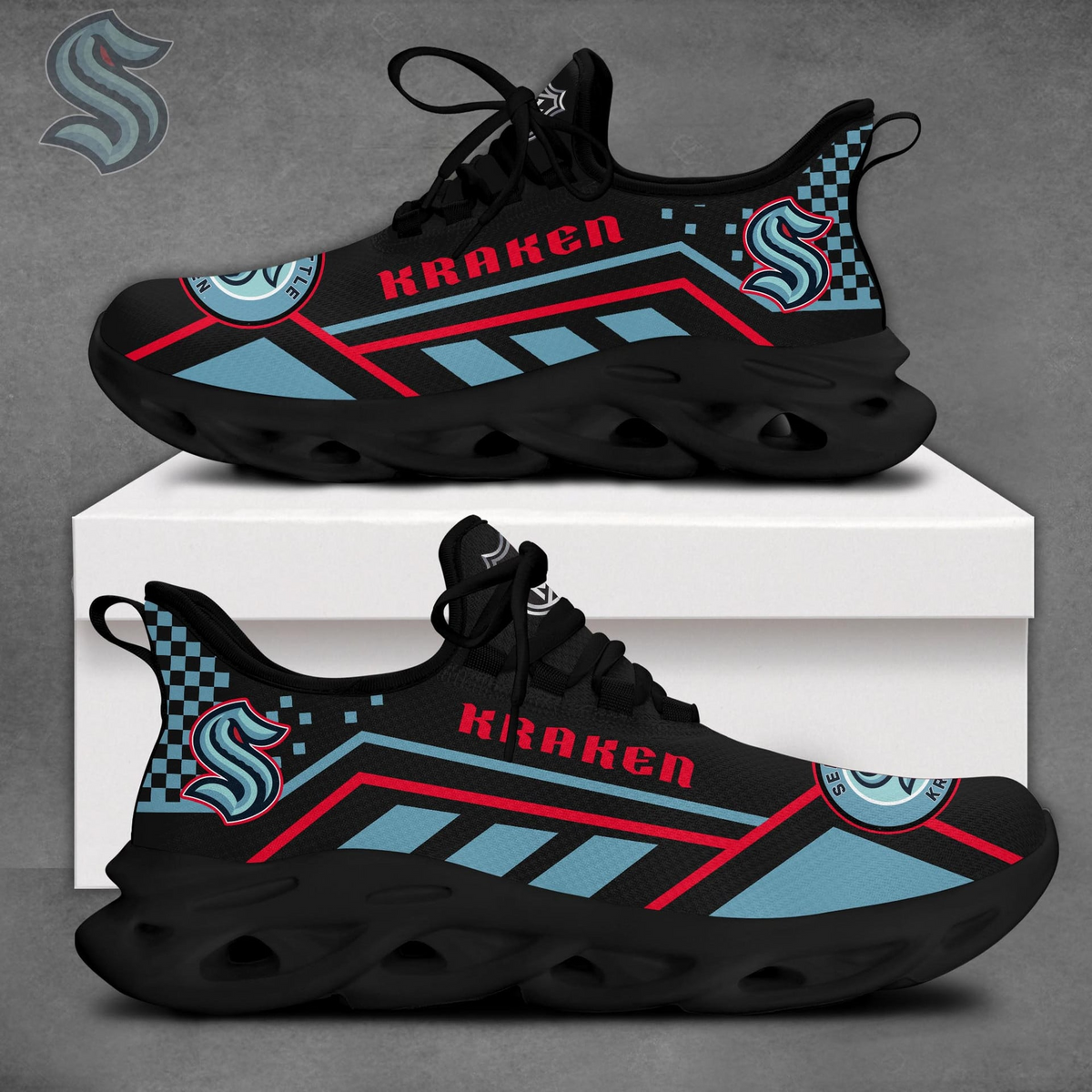 LIMITED EDITION - NEW CUSTOMIZED NHL20 STK SEATTLE KRAKEN CLUNKY SNEAKERS