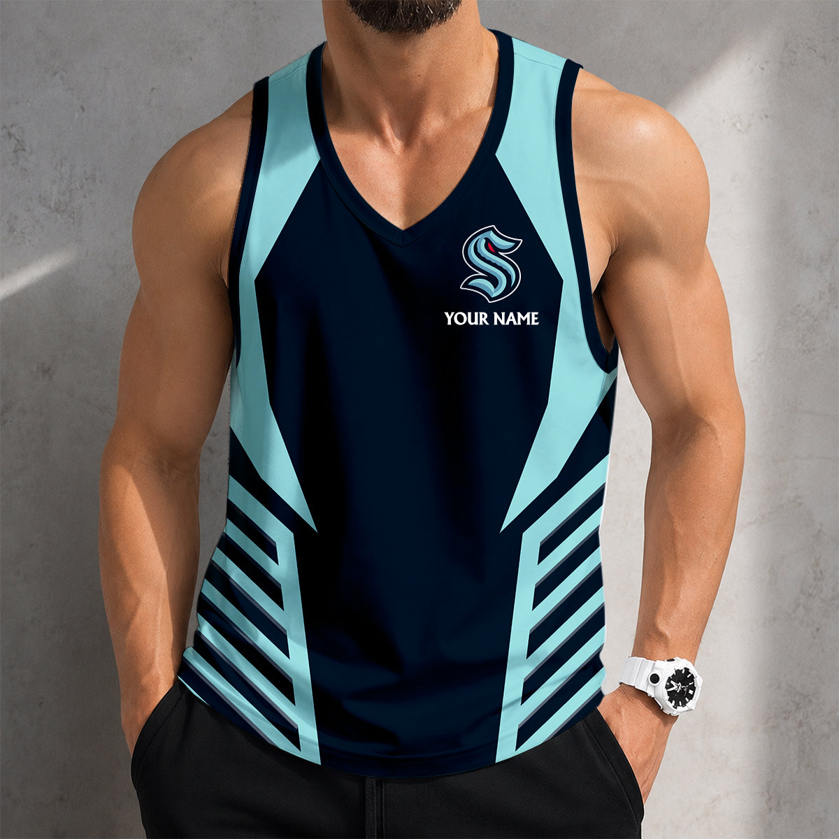 LIMITED EDITION - NEW CUSTOMIZED NHL20 STK SEATTLE KRAKEN MEN'S TANK TOP