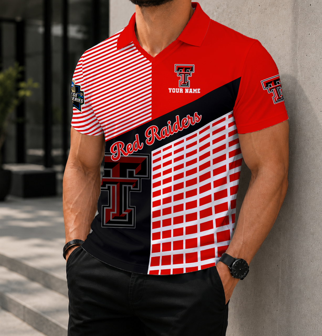 LIMITED EDITION - NEW CUSTOMIZED NCAA CWS20 TRR TEXAS TECH RED RAIDERS POLO SHIRT