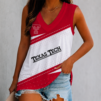 LIMITED EDITION - NEW CUSTOMIZED NCAA CWS20 TEXAS TECH RED RAIDERS WOMEN'S V-NECK TANK TOP