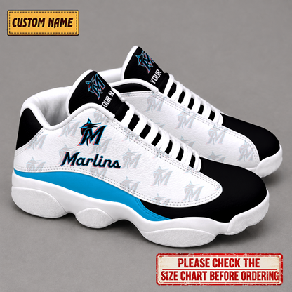 LIMITED EDITION - NEW CUSTOMIZED NFL20 MMS MIAMI MARLINS AIR JORDAN 13 LOW TOP SNEAKER