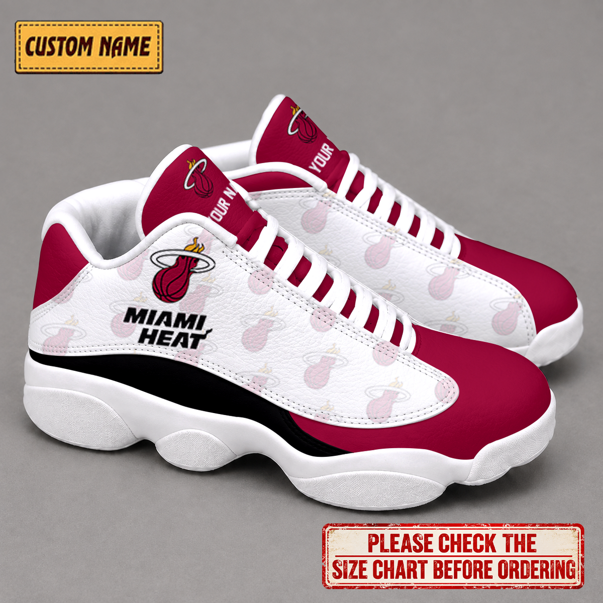 SPECIAL EDITION - NEW CUSTOMIZED NBA20 MHE MIAMI HEAT AIR JORDAN 13 LOW TOP SNEAKER