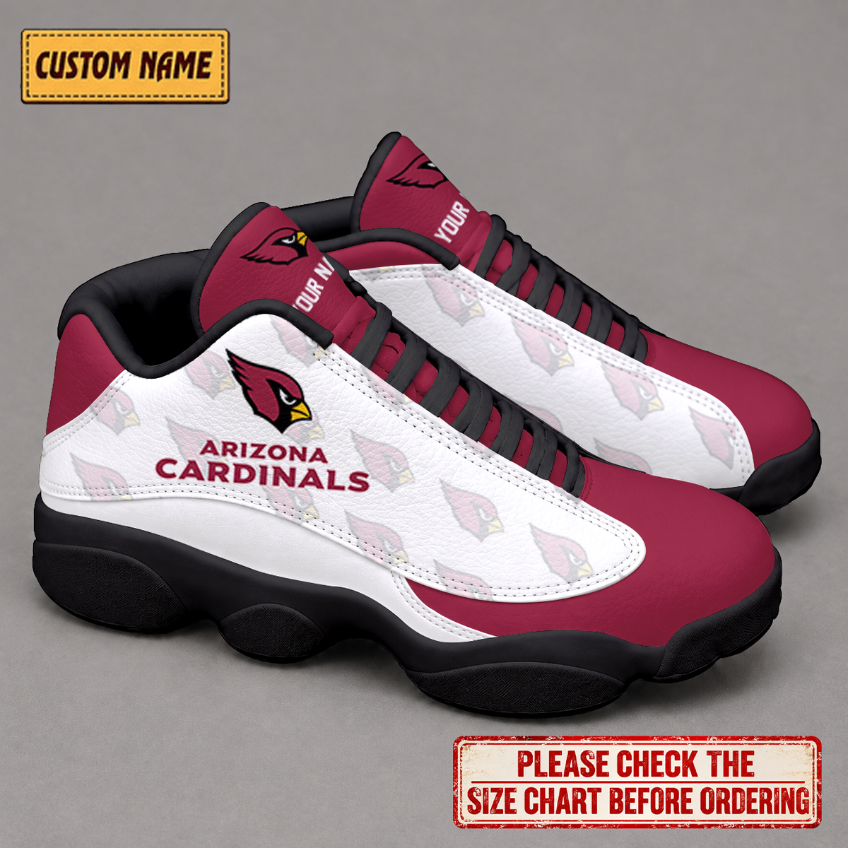 LIMITED EDITION - NEW CUSTOMIZED NFL20 ARC ARIZONA CARDINALS AIR JORDAN 13 LOW TOP SNEAKER