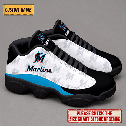 LIMITED EDITION - NEW CUSTOMIZED NFL20 MMS MIAMI MARLINS AIR JORDAN 13 LOW TOP SNEAKER