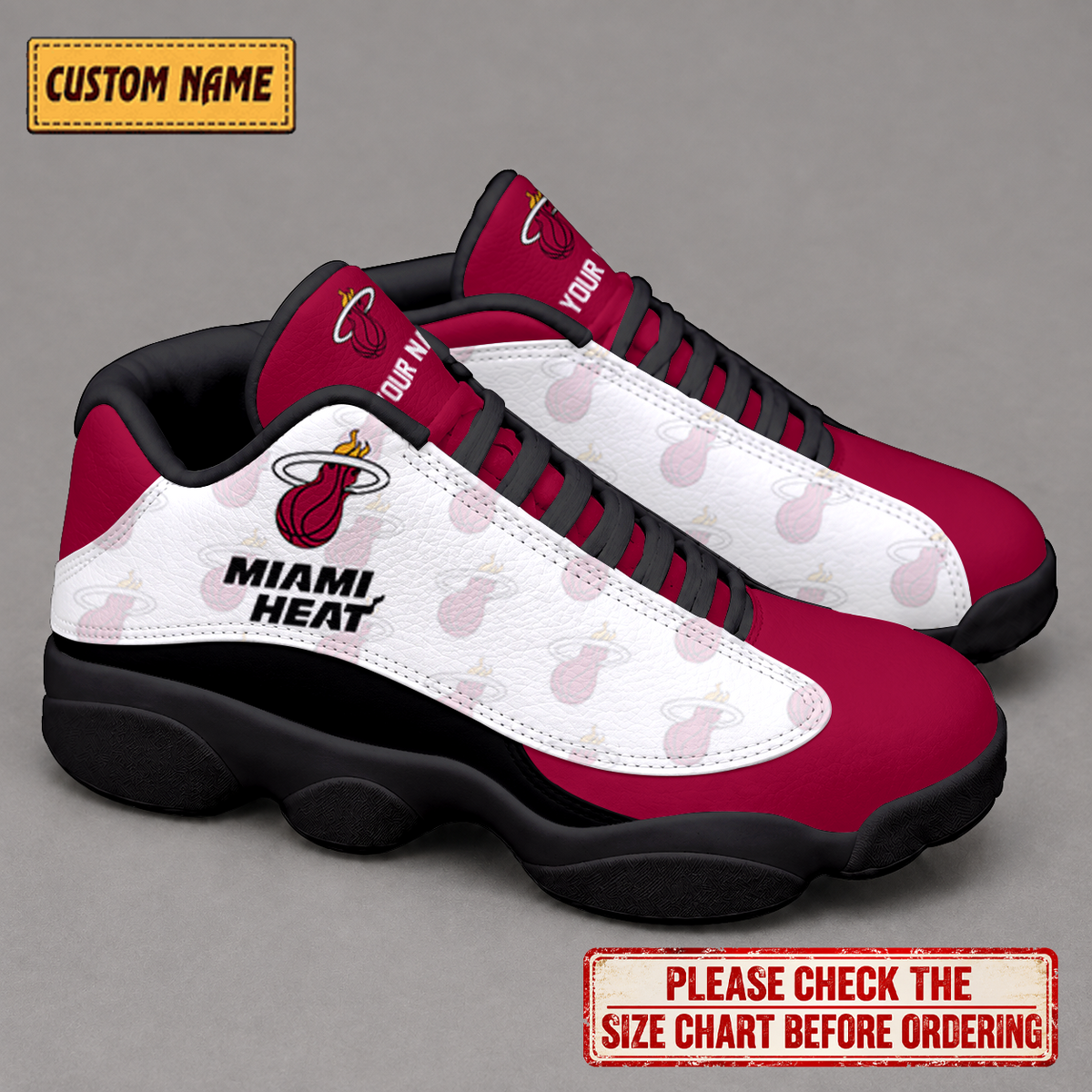 SPECIAL EDITION - NEW CUSTOMIZED NBA20 MHE MIAMI HEAT AIR JORDAN 13 LOW TOP SNEAKER