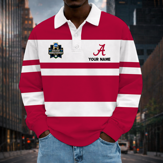 MEGA SALE - NEW CUSTOMIZED CWS NCAA21 ABC AB CRIMSON TIDE UNISEX LONG SLEEVE POLO