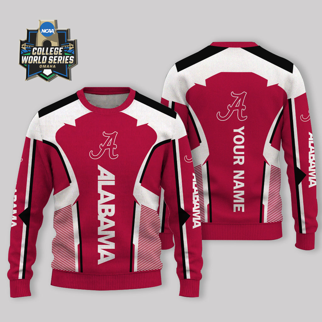 LIMITED EDITION - NEW CUSTOMIZED NCAA CWS21 ABC ALABAMA CRIMSON TIDE UGLY SWEATER