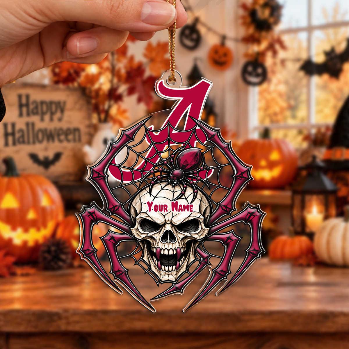 FINAL SALE - NEW CUSTOMIZED NCAA CWS21 ABC ALABAMA CRIMSON TIDE HALLOWEEN ACRYLIC ORNAMENT