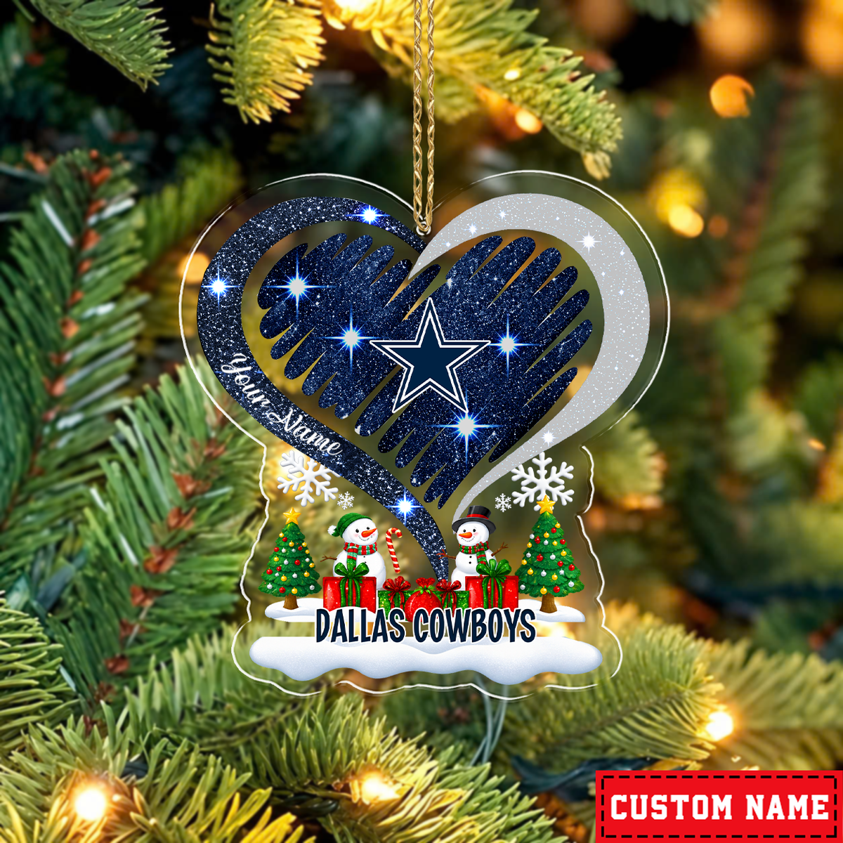 LIMITED EDITION - NEW CUSTOMIZED NFL21 DCB DALLAS COWBOYS CHRISTMAS ACRYLIC ORNAMENT