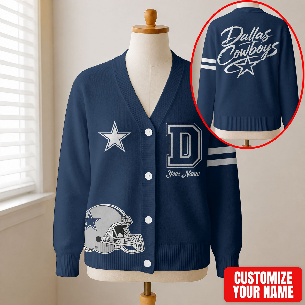 EXCLUSIVE EDITION - NEW CUSTOMIZED NFL21 DCB DALLAS COWBOYS CARDIGAN