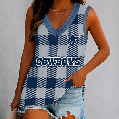 LIMITED EDITION - NEW CUSTOMIZED NFL21 DCB DALLAS COWBOYS WOMEN'S V-NECK TANK TOP